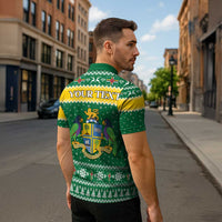 Personalized Dominica Christmas Zipper Polo Shirt Coat of Arms Style - Wonder Print Shop