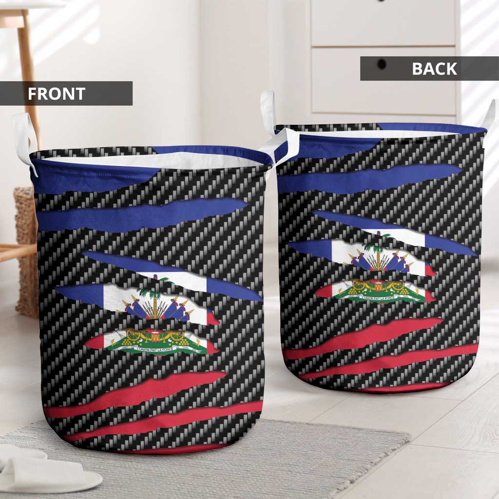 Haiti Beast Laundry Basket Ripped Flag Graphic - Wonder Print Shop
