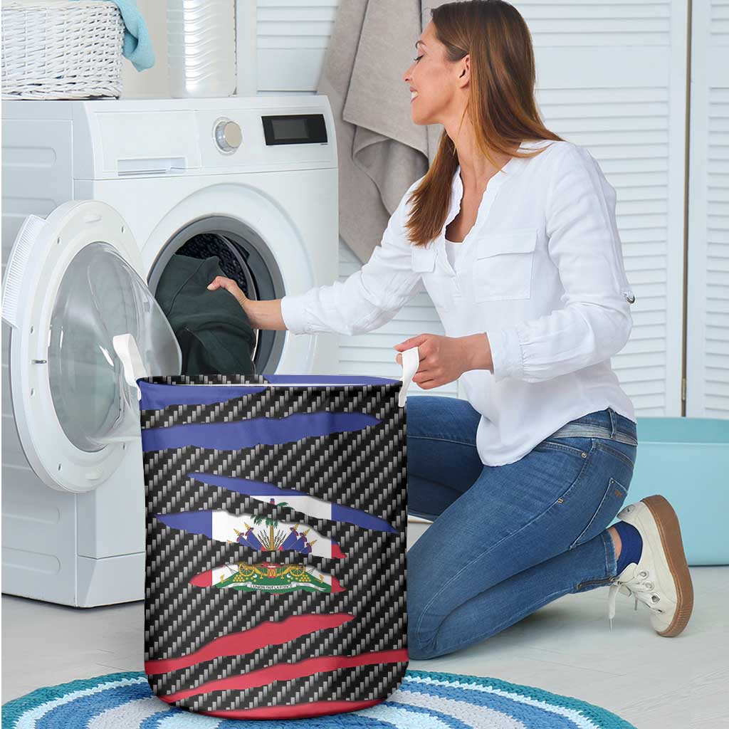 Haiti Beast Laundry Basket Ripped Flag Graphic - Wonder Print Shop