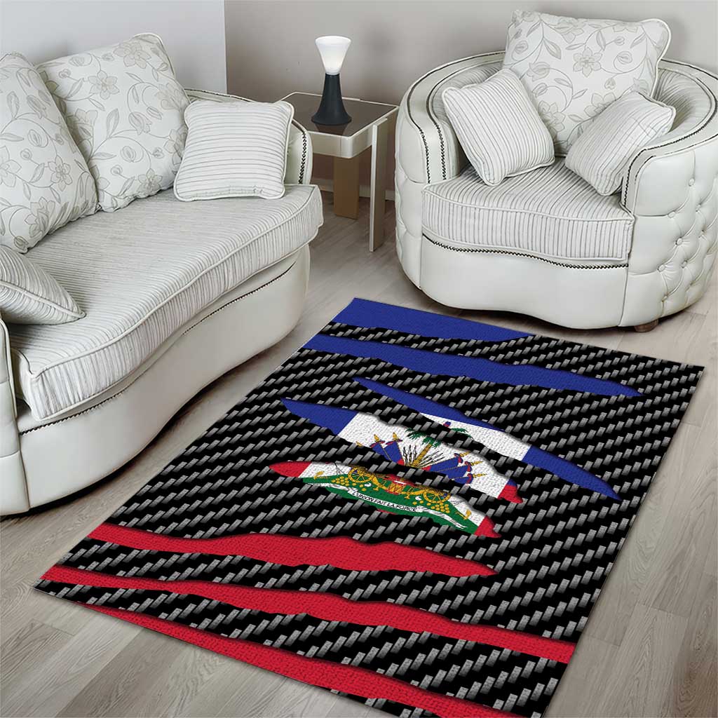 Haiti Beast Area Rug Ripped Flag Graphic - Wonder Print Shop
