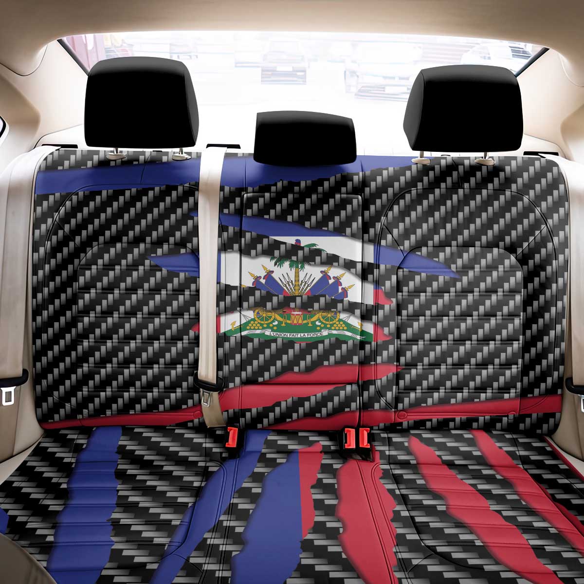Haiti Beast Back Car Seat Cover Ripped Flag Graphic - Wonder Print Shop