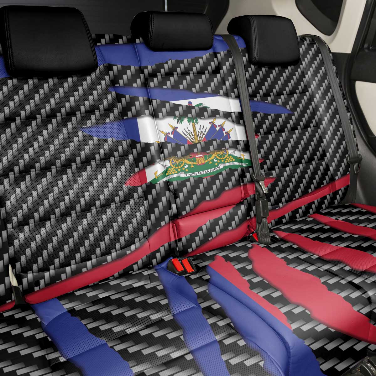 Haiti Beast Back Car Seat Cover Ripped Flag Graphic - Wonder Print Shop