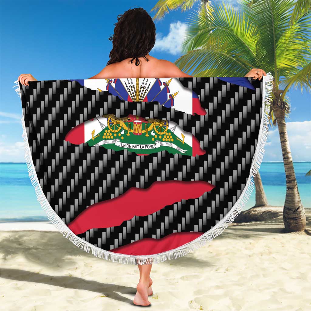 Haiti Beast Beach Blanket Ripped Flag Graphic - Wonder Print Shop