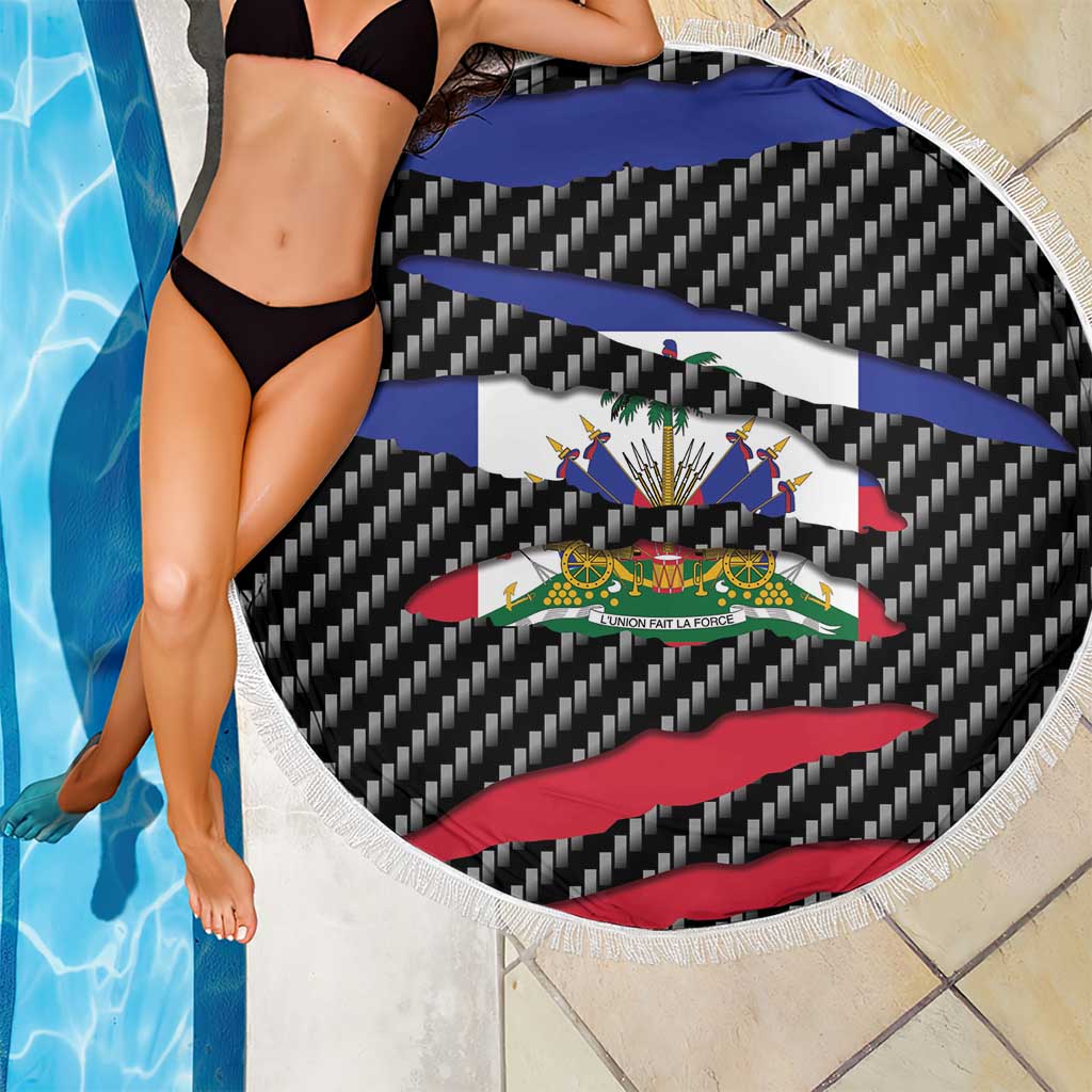 Haiti Beast Beach Blanket Ripped Flag Graphic - Wonder Print Shop