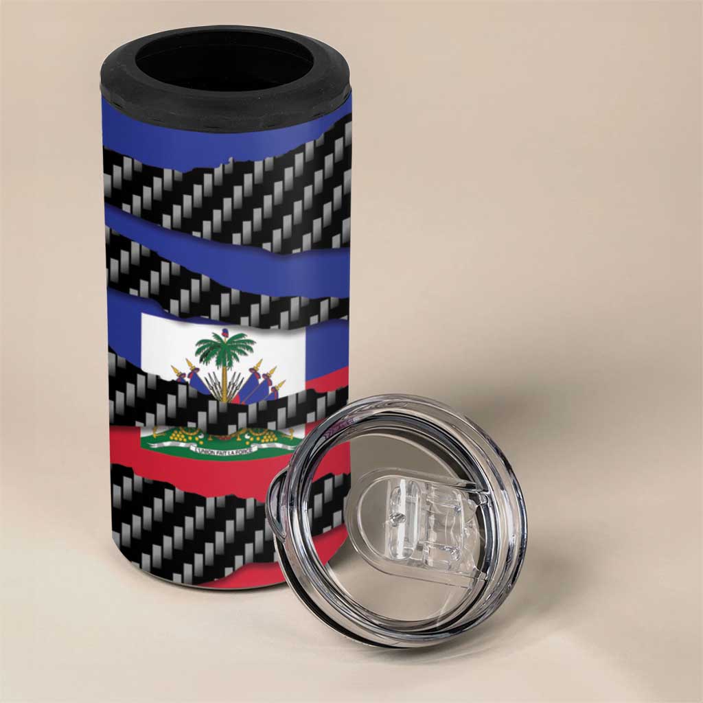 Haiti Beast 4 in 1 Can Cooler Tumbler Ripped Flag Graphic - Wonder Print Shop