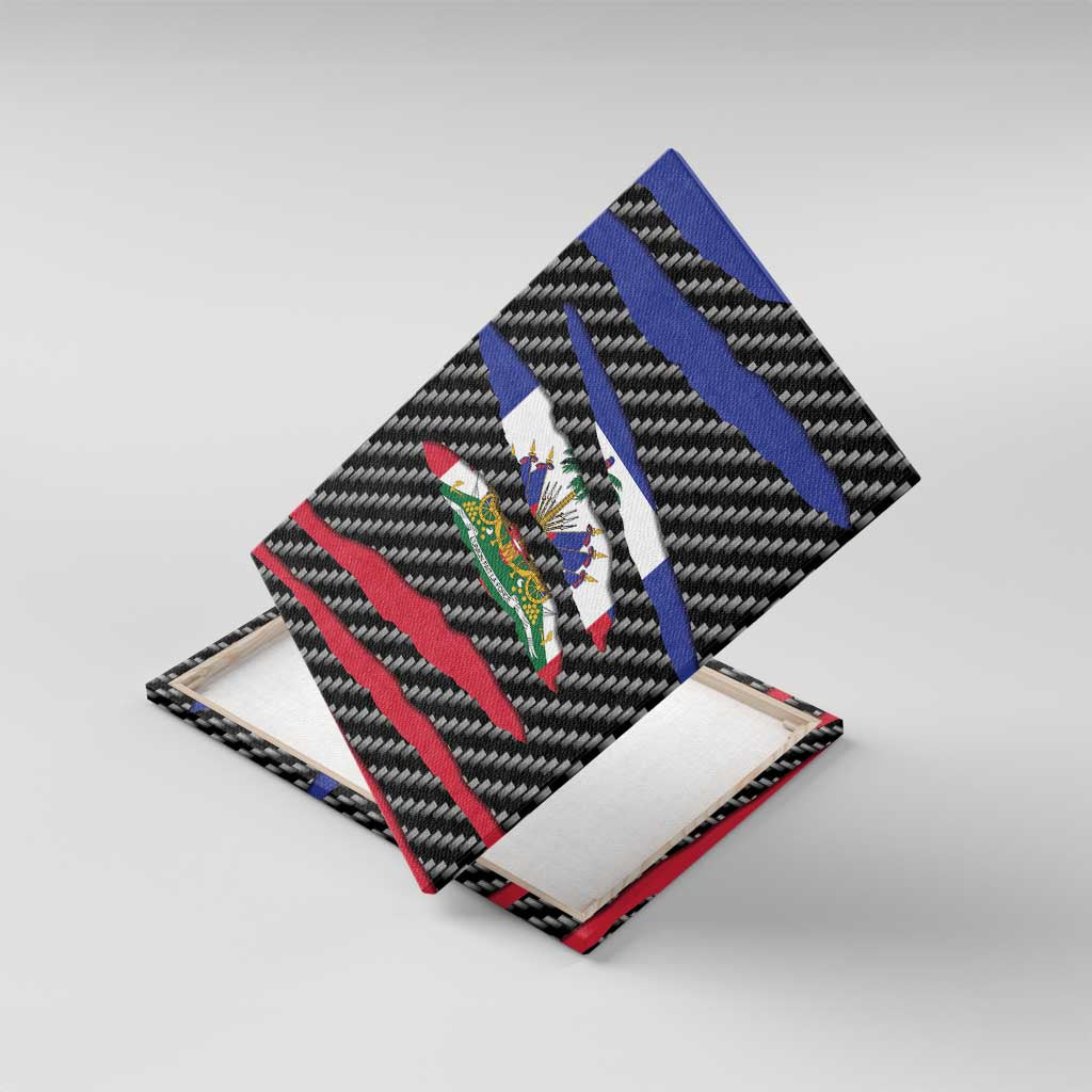 Haiti Beast Canvas Wall Art Ripped Flag Graphic - Wonder Print Shop