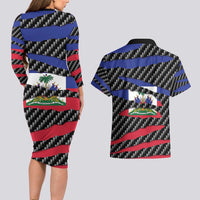 Haiti Beast Couples Matching Long Sleeve Bodycon Dress and Hawaiian Shirt Ripped Flag Graphic - Wonder Print Shop