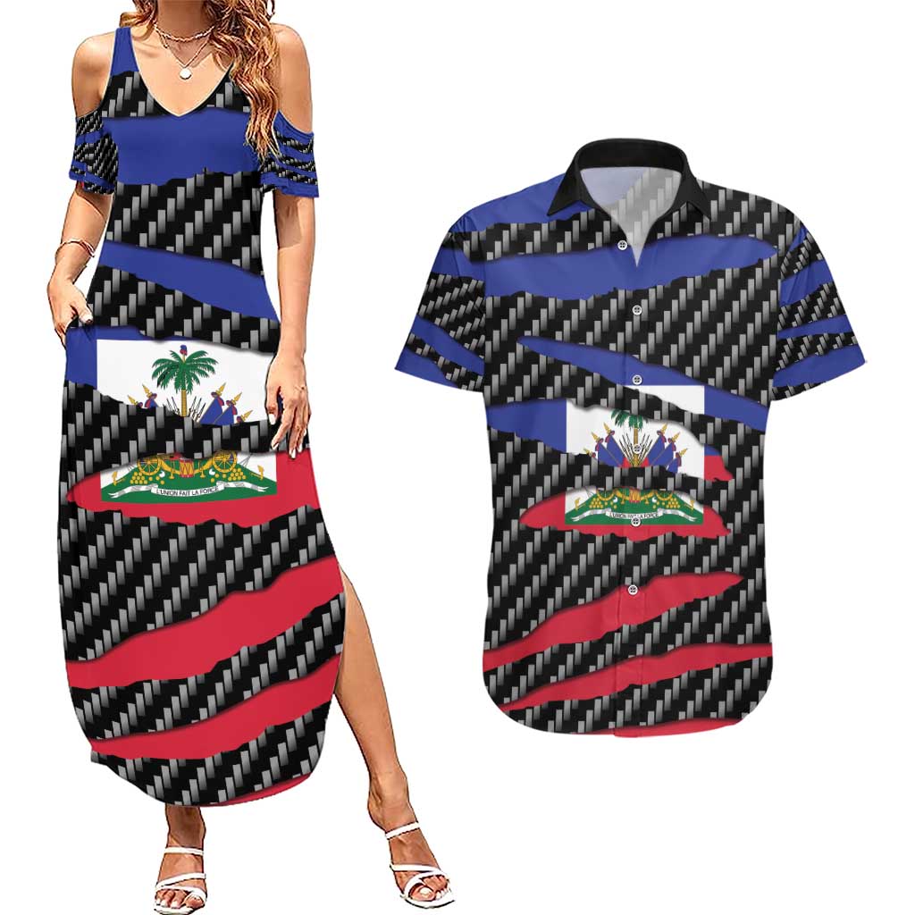 Haiti Beast Couples Matching Summer Maxi Dress and Hawaiian Shirt Ripped Flag Graphic - Wonder Print Shop