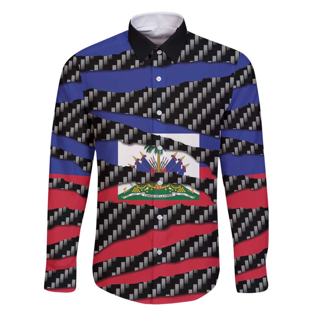 Haiti Beast Family Matching Long Sleeve Bodycon Dress and Hawaiian Shirt Ripped Flag Graphic - Wonder Print Shop