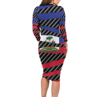 Haiti Beast Family Matching Long Sleeve Bodycon Dress and Hawaiian Shirt Ripped Flag Graphic - Wonder Print Shop