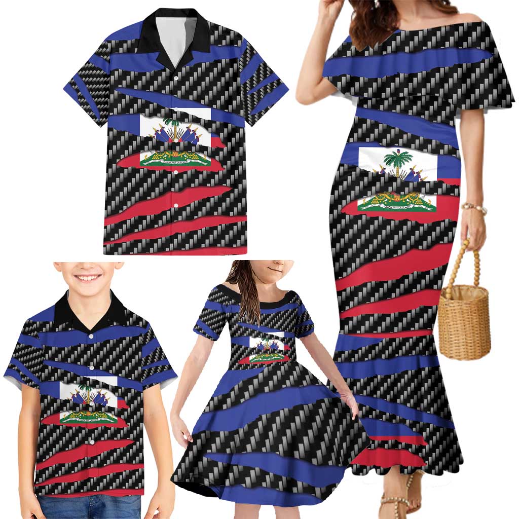 Haiti Beast Family Matching Mermaid Dress and Hawaiian Shirt Ripped Flag Graphic - Wonder Print Shop