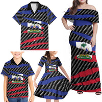 Haiti Beast Family Matching Off Shoulder Maxi Dress and Hawaiian Shirt Ripped Flag Graphic - Wonder Print Shop