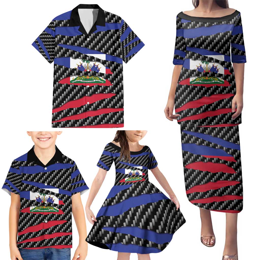 Haiti Beast Family Matching Puletasi and Hawaiian Shirt Ripped Flag Graphic - Wonder Print Shop
