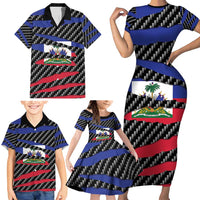 Haiti Beast Family Matching Short Sleeve Bodycon Dress and Hawaiian Shirt Ripped Flag Graphic - Wonder Print Shop