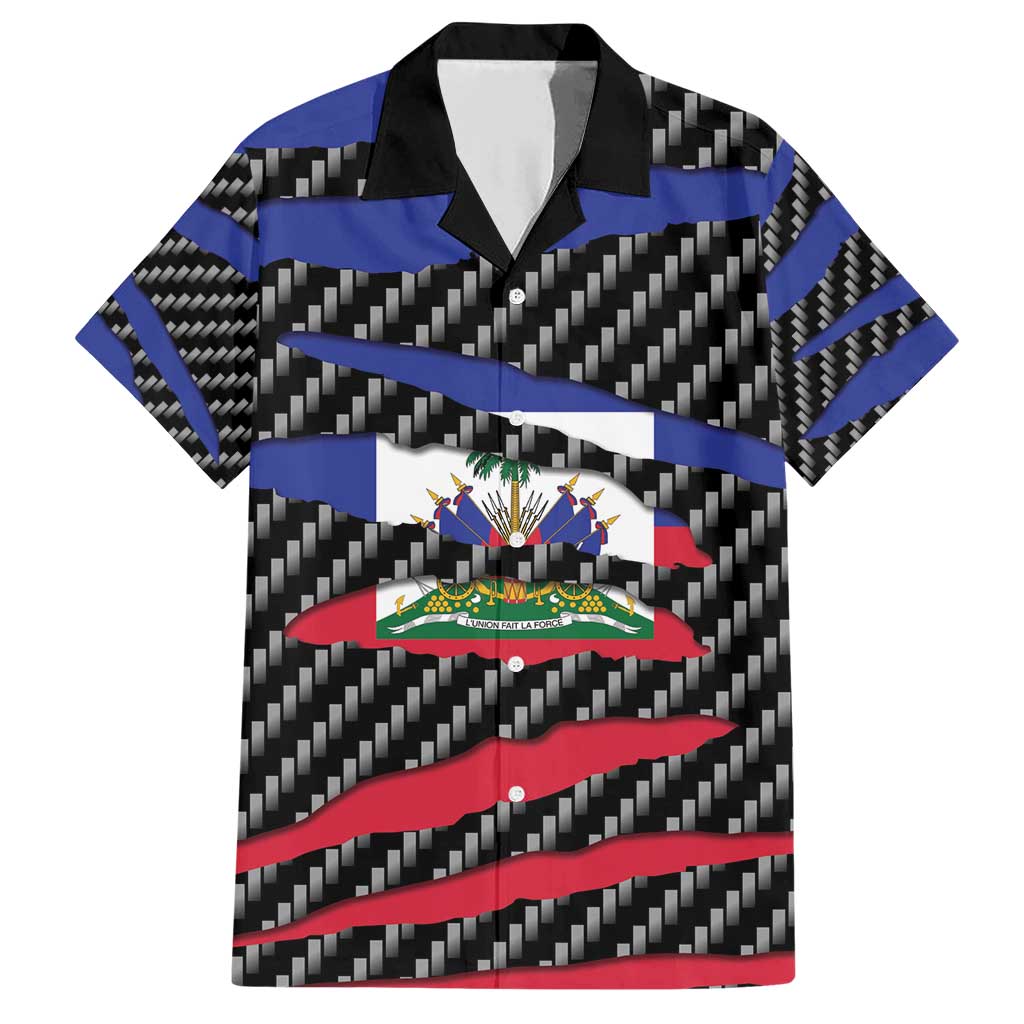 Haiti Beast Family Matching Short Sleeve Bodycon Dress and Hawaiian Shirt Ripped Flag Graphic - Wonder Print Shop