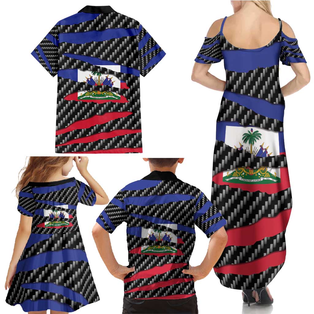 Haiti Beast Family Matching Summer Maxi Dress and Hawaiian Shirt Ripped Flag Graphic - Wonder Print Shop