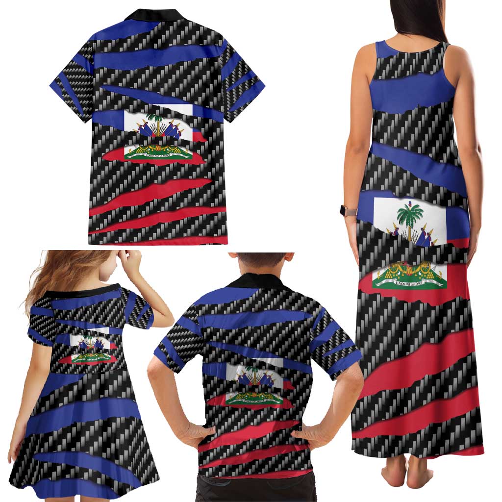 Haiti Beast Family Matching Tank Maxi Dress and Hawaiian Shirt Ripped Flag Graphic - Wonder Print Shop