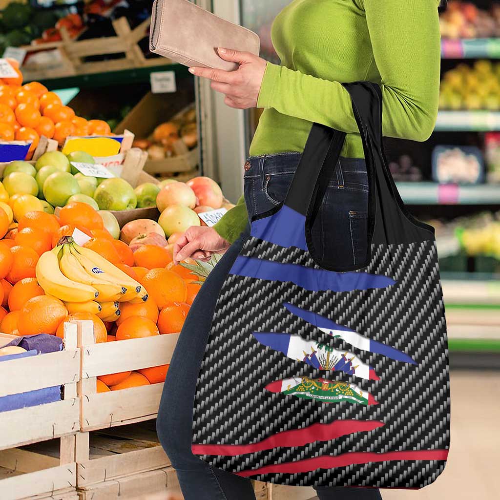 Haiti Beast Grocery Bag Ripped Flag Graphic - Wonder Print Shop