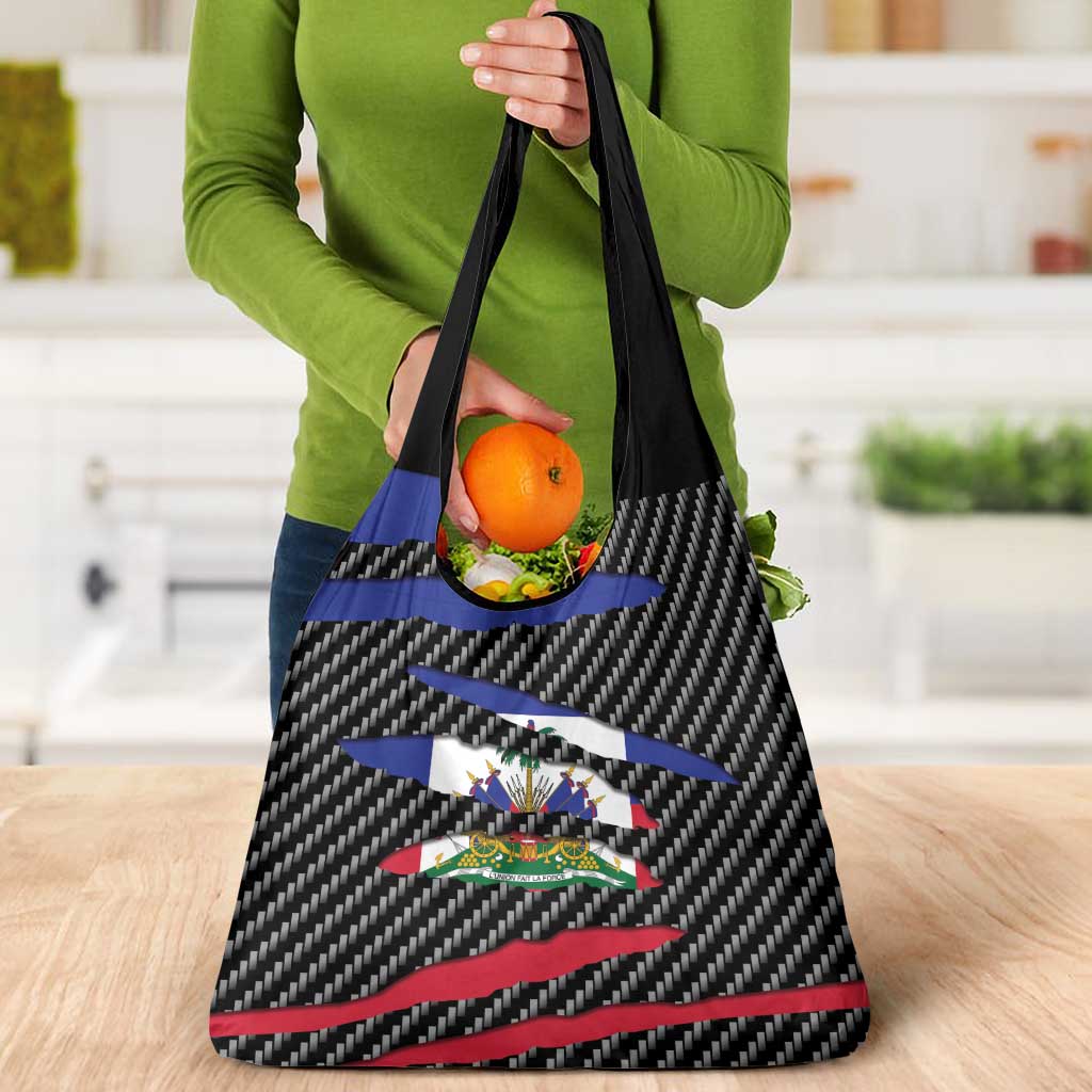 Haiti Beast Grocery Bag Ripped Flag Graphic - Wonder Print Shop