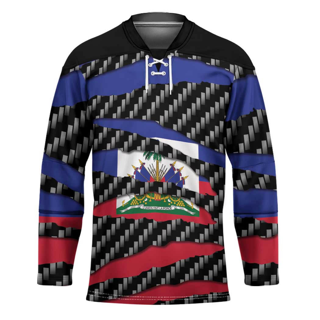 Haiti Beast Hockey Jersey Ripped Flag Graphic - Wonder Print Shop