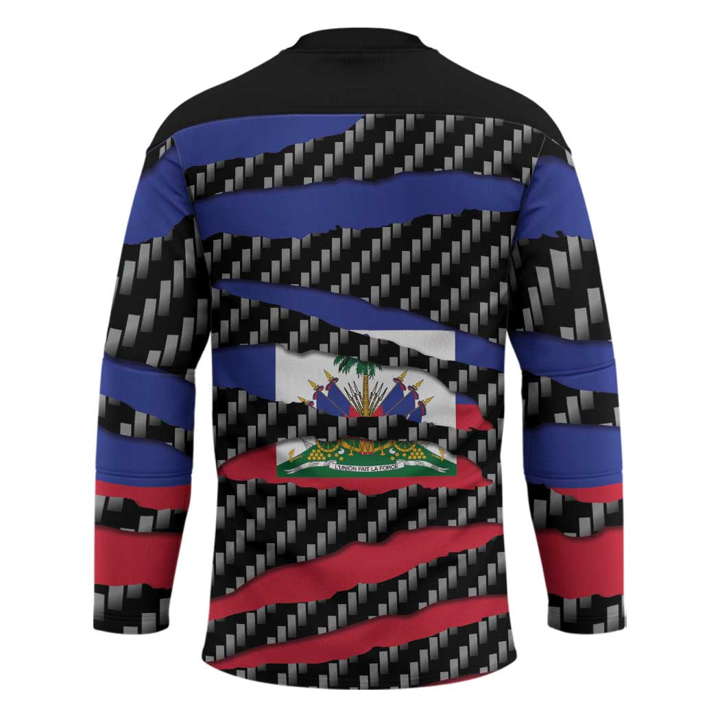 Haiti Beast Hockey Jersey Ripped Flag Graphic - Wonder Print Shop