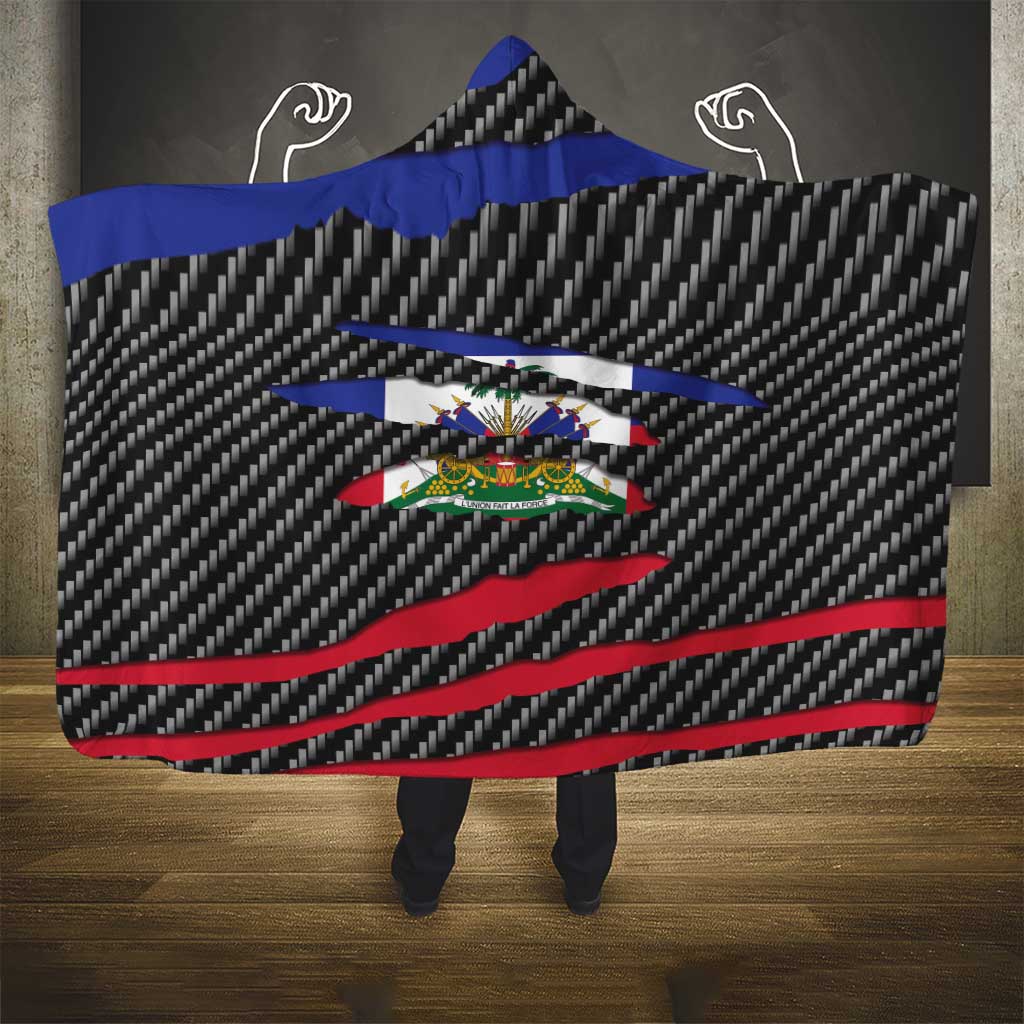 Haiti Beast Hooded Blanket Ripped Flag Graphic - Wonder Print Shop
