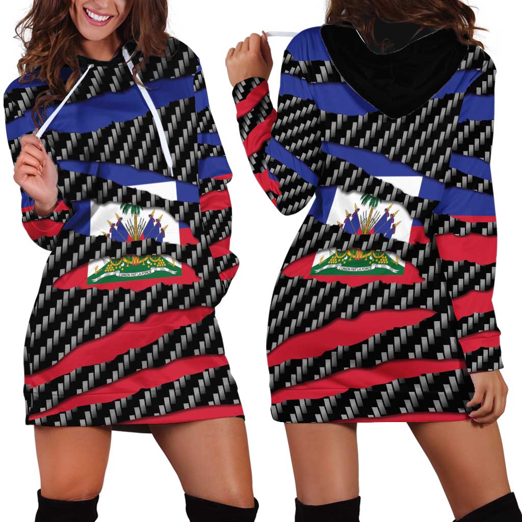 Haiti Beast Hoodie Dress Ripped Flag Graphic - Wonder Print Shop