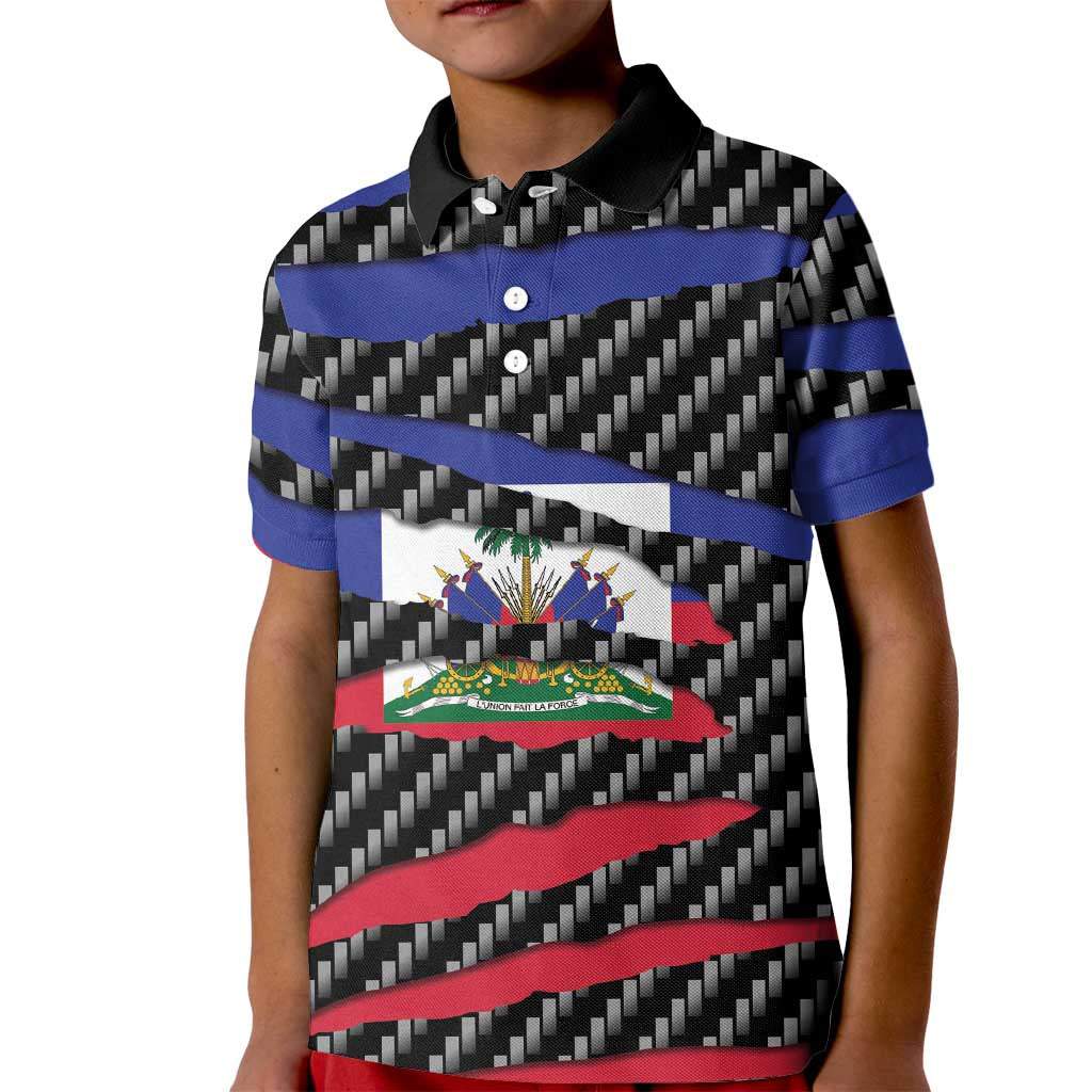 Haiti Beast Kid Polo Shirt Ripped Flag Graphic - Wonder Print Shop