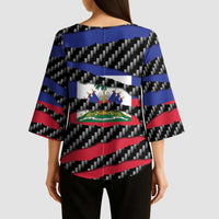 Haiti Beast Kimono Sleeve Blouse Ripped Flag Graphic - Wonder Print Shop