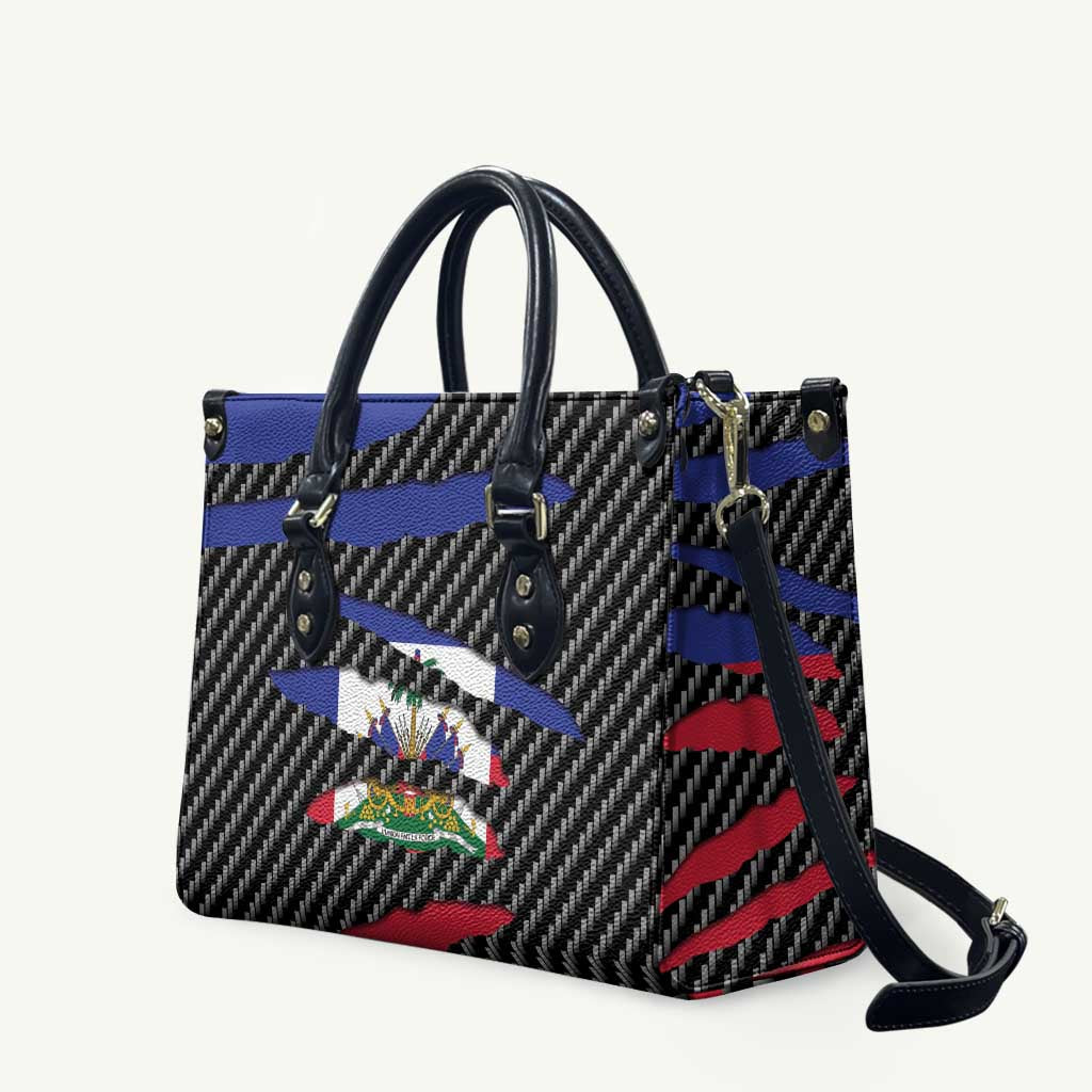 Haiti Beast Leather Bag Ripped Flag Graphic - Wonder Print Shop