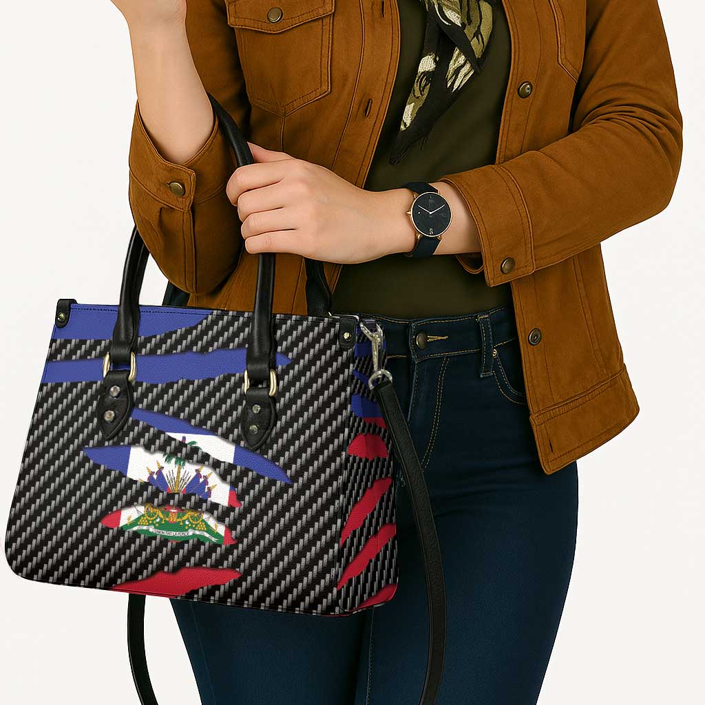 Haiti Beast Leather Bag Ripped Flag Graphic - Wonder Print Shop