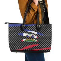 Haiti Beast Leather Tote Bag Ripped Flag Graphic - Wonder Print Shop