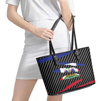 Haiti Beast Leather Tote Bag Ripped Flag Graphic - Wonder Print Shop
