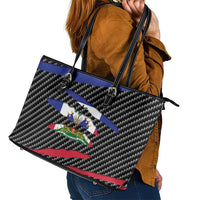 Haiti Beast Leather Tote Bag Ripped Flag Graphic - Wonder Print Shop