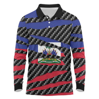 Haiti Beast Long Sleeve Polo Shirt Ripped Flag Graphic - Wonder Print Shop