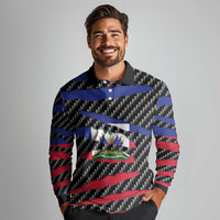 Haiti Beast Long Sleeve Polo Shirt Ripped Flag Graphic - Wonder Print Shop
