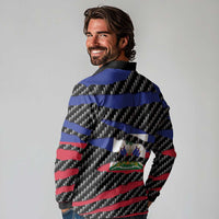 Haiti Beast Long Sleeve Polo Shirt Ripped Flag Graphic - Wonder Print Shop