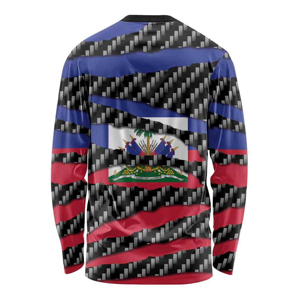 Haiti Beast Long Sleeve Shirt Ripped Flag Graphic - Wonder Print Shop