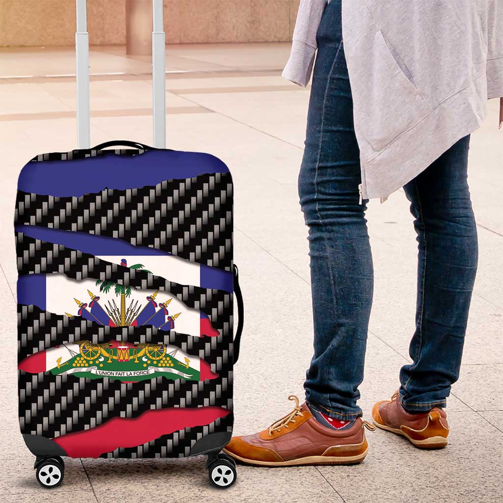 Haiti Beast Luggage Cover Ripped Flag Graphic - Wonder Print Shop