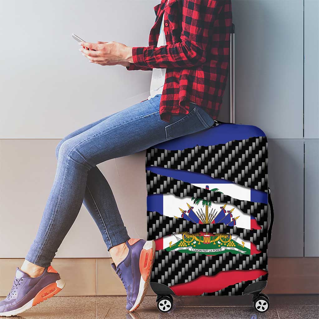 Haiti Beast Luggage Cover Ripped Flag Graphic - Wonder Print Shop