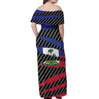 Haiti Beast Off Shoulder Maxi Dress Ripped Flag Graphic - Wonder Print Shop