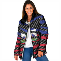 Haiti Beast Padded Jacket Ripped Flag Graphic - Wonder Print Shop