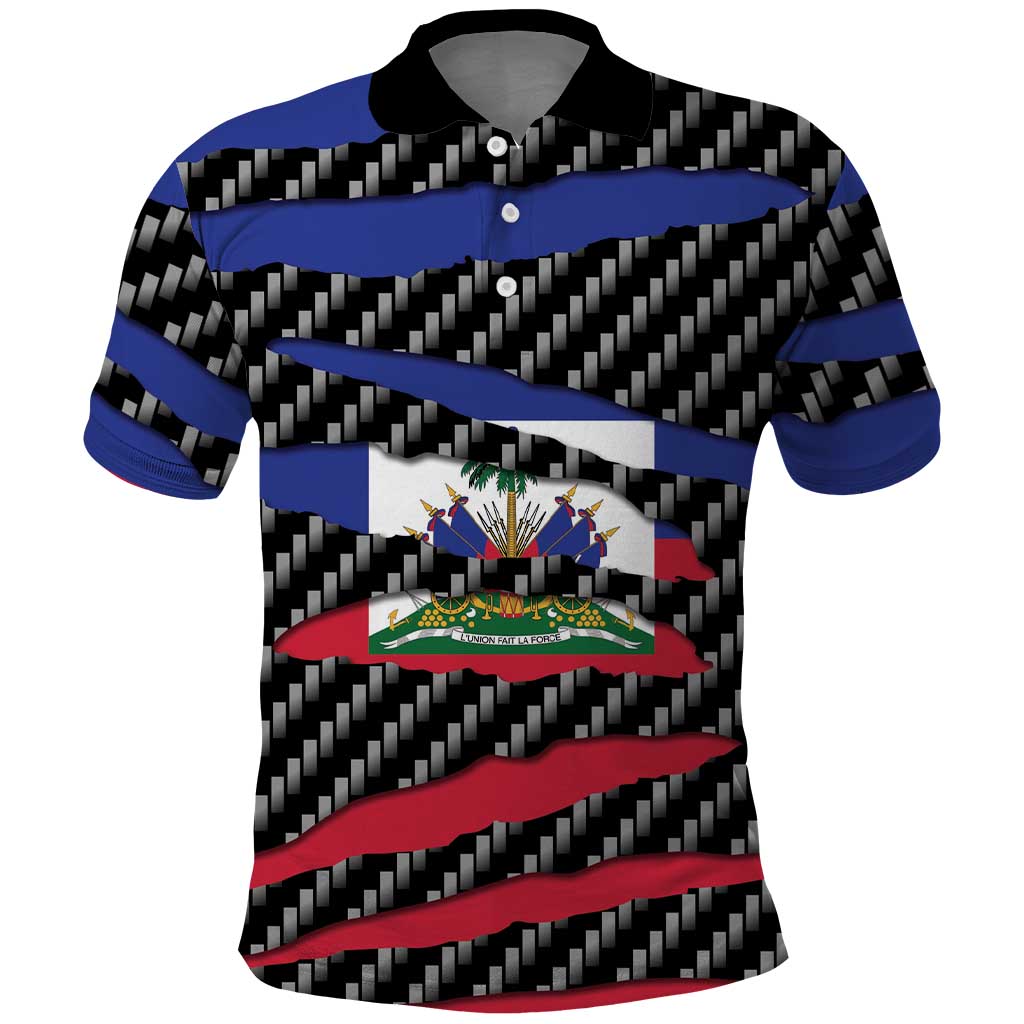 Haiti Beast Polo Shirt Ripped Flag Graphic - Wonder Print Shop