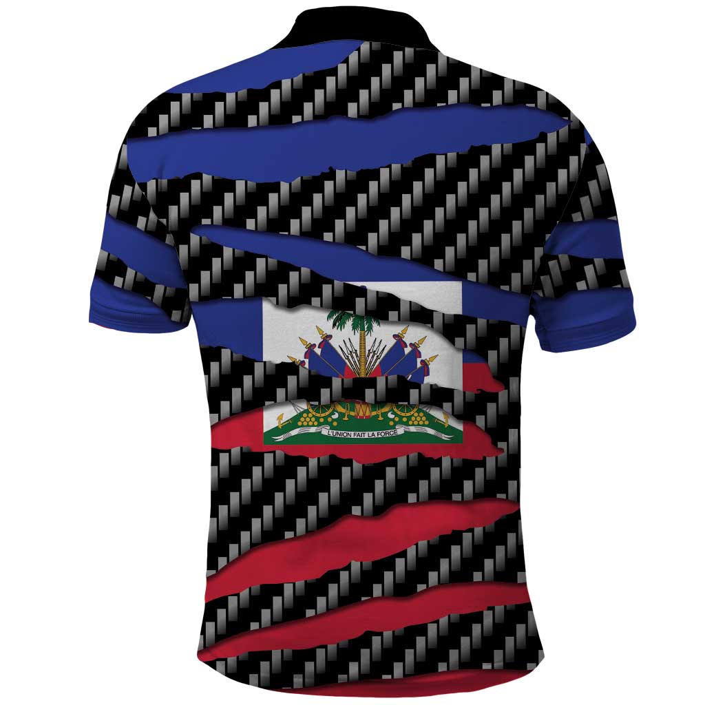 Haiti Beast Polo Shirt Ripped Flag Graphic - Wonder Print Shop