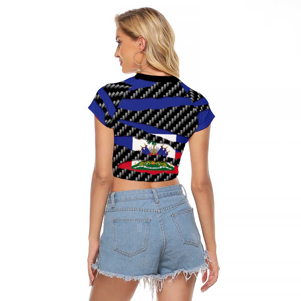 Haiti Beast Raglan Cropped T Shirt Ripped Flag Graphic - Wonder Print Shop