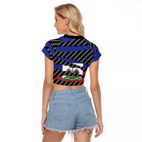Haiti Beast Raglan Cropped T Shirt Ripped Flag Graphic - Wonder Print Shop