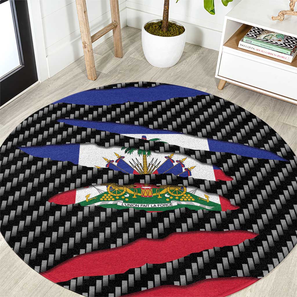 Haiti Beast Round Carpet Ripped Flag Graphic - Wonder Print Shop