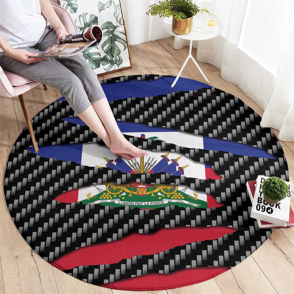 Haiti Beast Round Carpet Ripped Flag Graphic - Wonder Print Shop