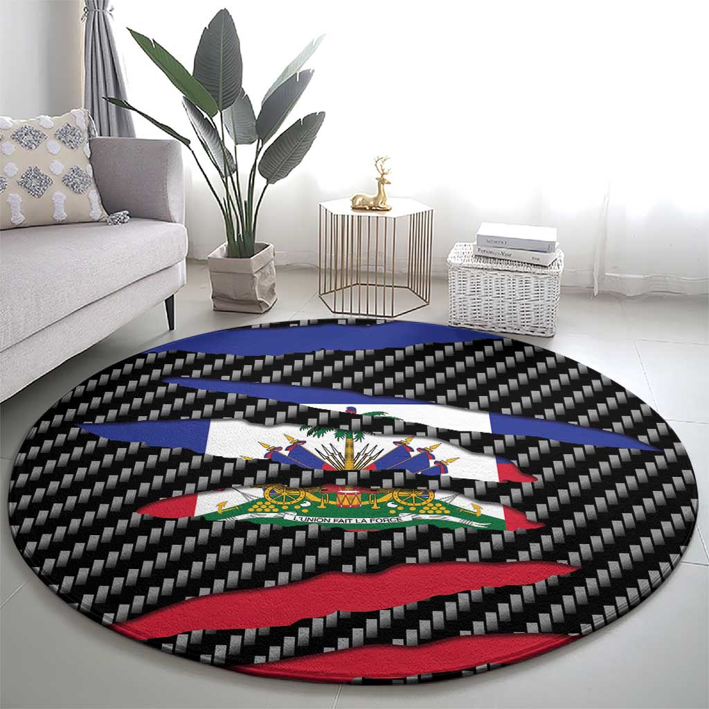 Haiti Beast Round Carpet Ripped Flag Graphic - Wonder Print Shop