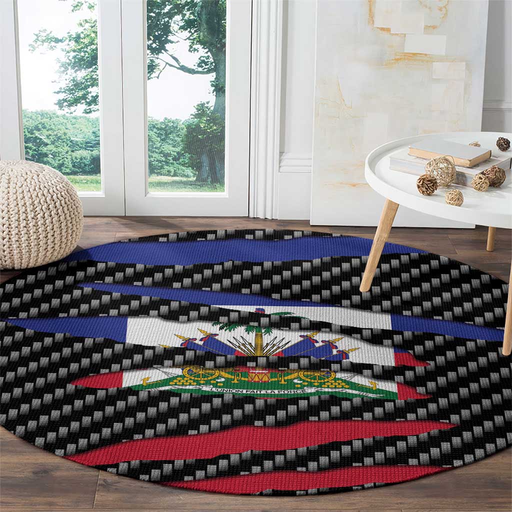 Haiti Beast Round Carpet Ripped Flag Graphic - Wonder Print Shop